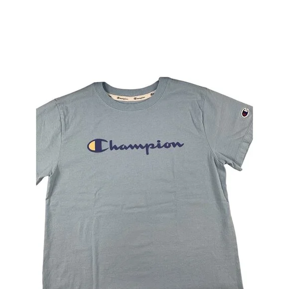 Champion Short Sleeve Blue Logo T-Shirt Womens Medium - Picture 9 of 11
